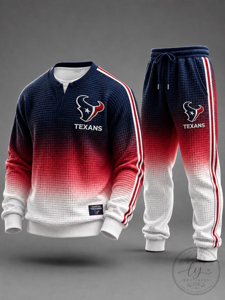 Houston Texans Gradient Quilted Crewneck Sweatshirt and Jogger Pants Set 19 Houston Texans Gradient Quilted Crewneck Sweatshirt and Jogger Pants Set