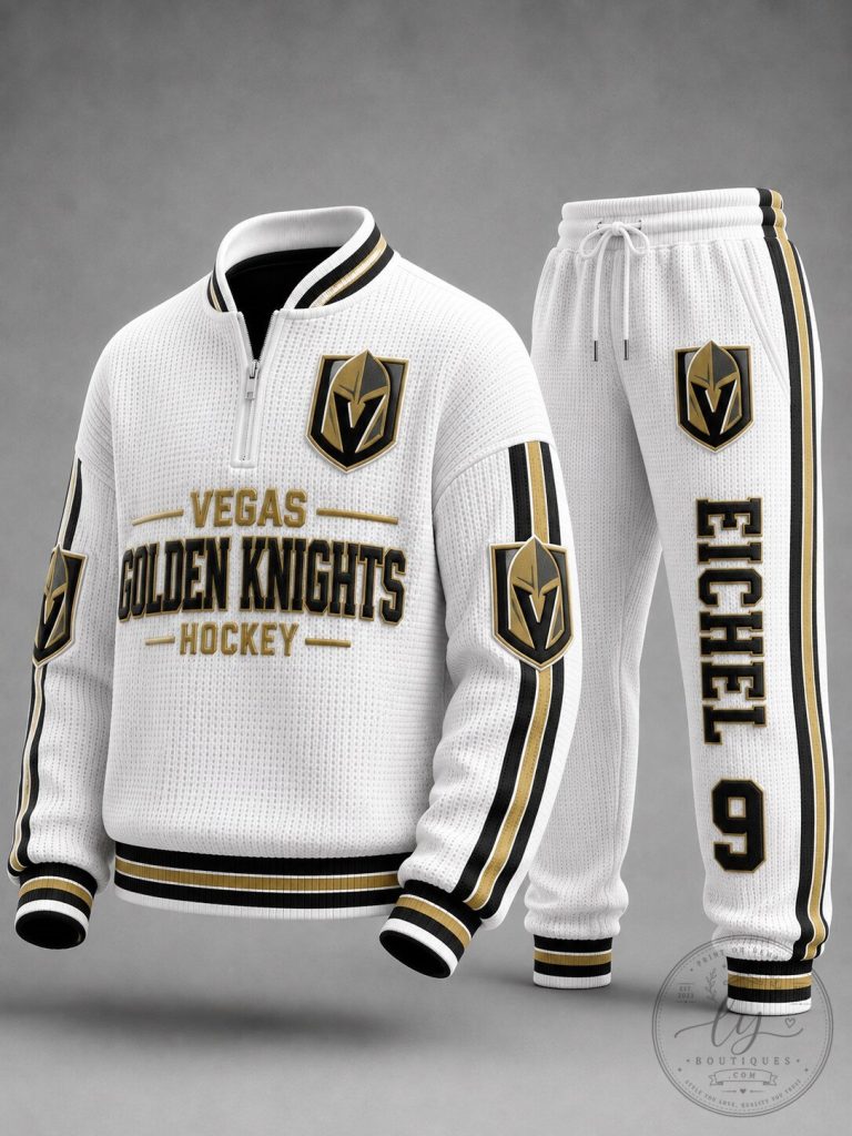 Vegas Golden Knights Hockey Team White Quarter Zip Sweatshirt and Jogger Pants Set 23 Vegas Golden Knights Hockey Team White Quarter Zip Sweatshirt and Jogger Pants Set