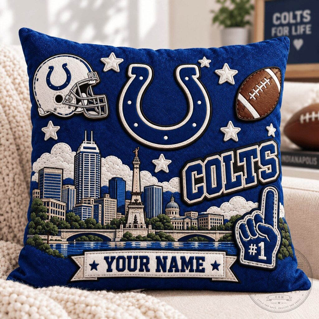 Indianapolis Colts Personalized Cityscape Football Team Throw Pillow Indianapolis Colts Personalized Cityscape Football Team Throw Pillow