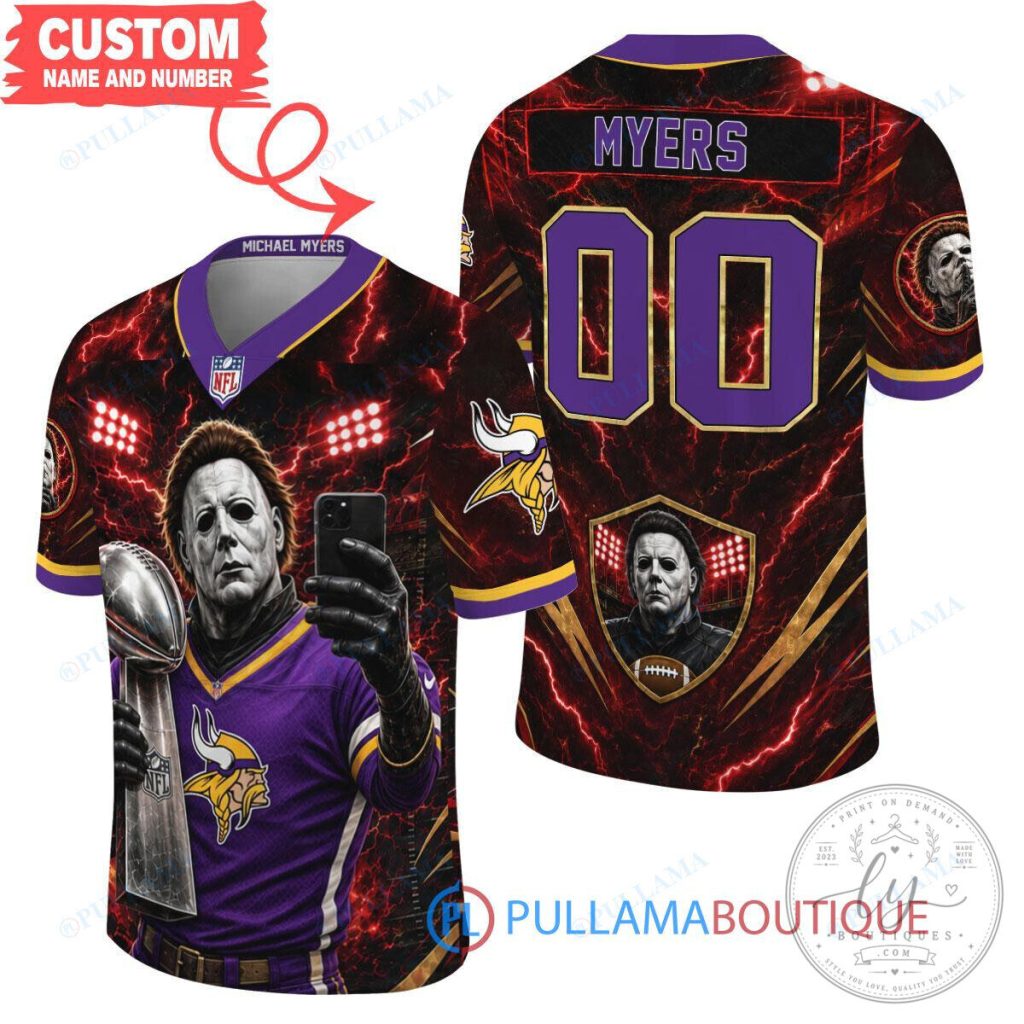 Michael Myers Minnesota Vikings Halloween Football Jersey Michael Myers Minnesota Vikings Halloween Football Jersey