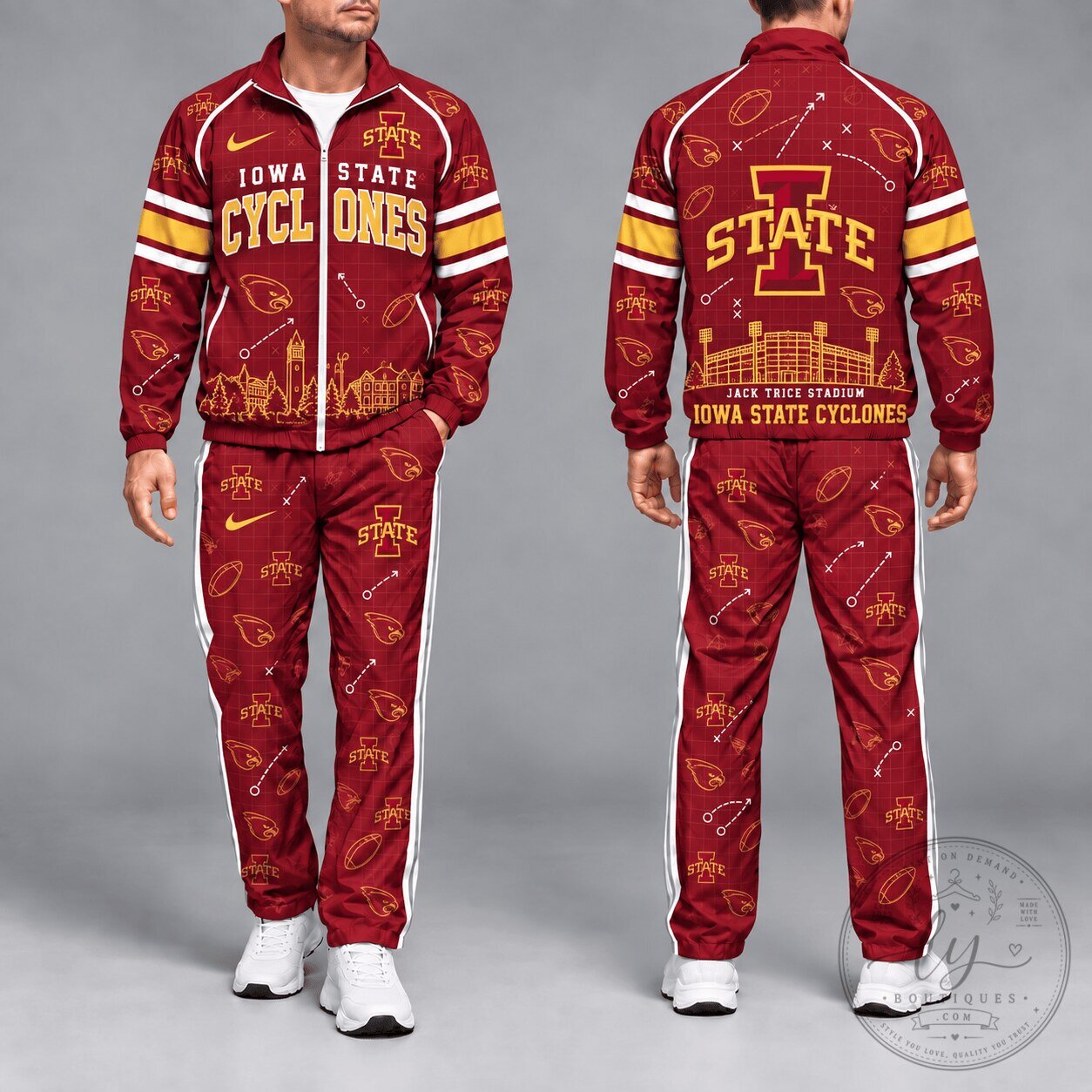 Iowa State Cyclones Jack Trice Stadium Full Zip Tracksuit Jacket and Pants Set