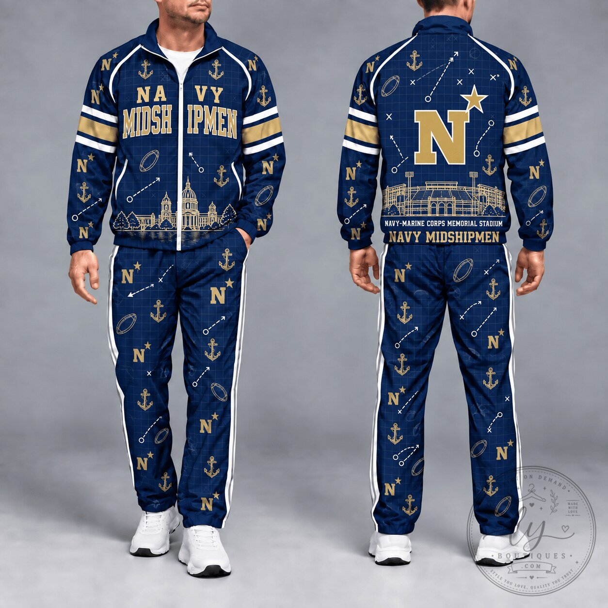 Navy Midshipmen Football Team Tracksuit Set for Men