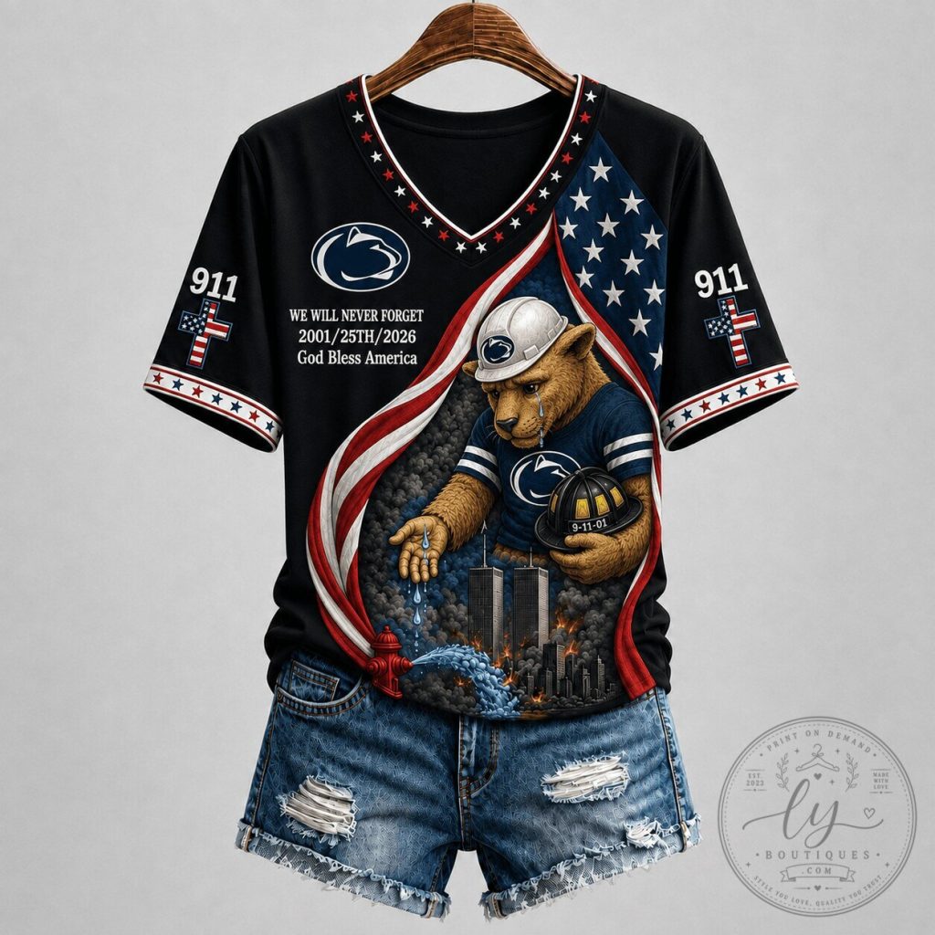 We Will Never Forget 911 Penn State Nittany Lions Patriotic V-Neck T-Shirt We Will Never Forget 9/11 Penn State Nittany Lions Patriotic V-Neck T-Shirt
