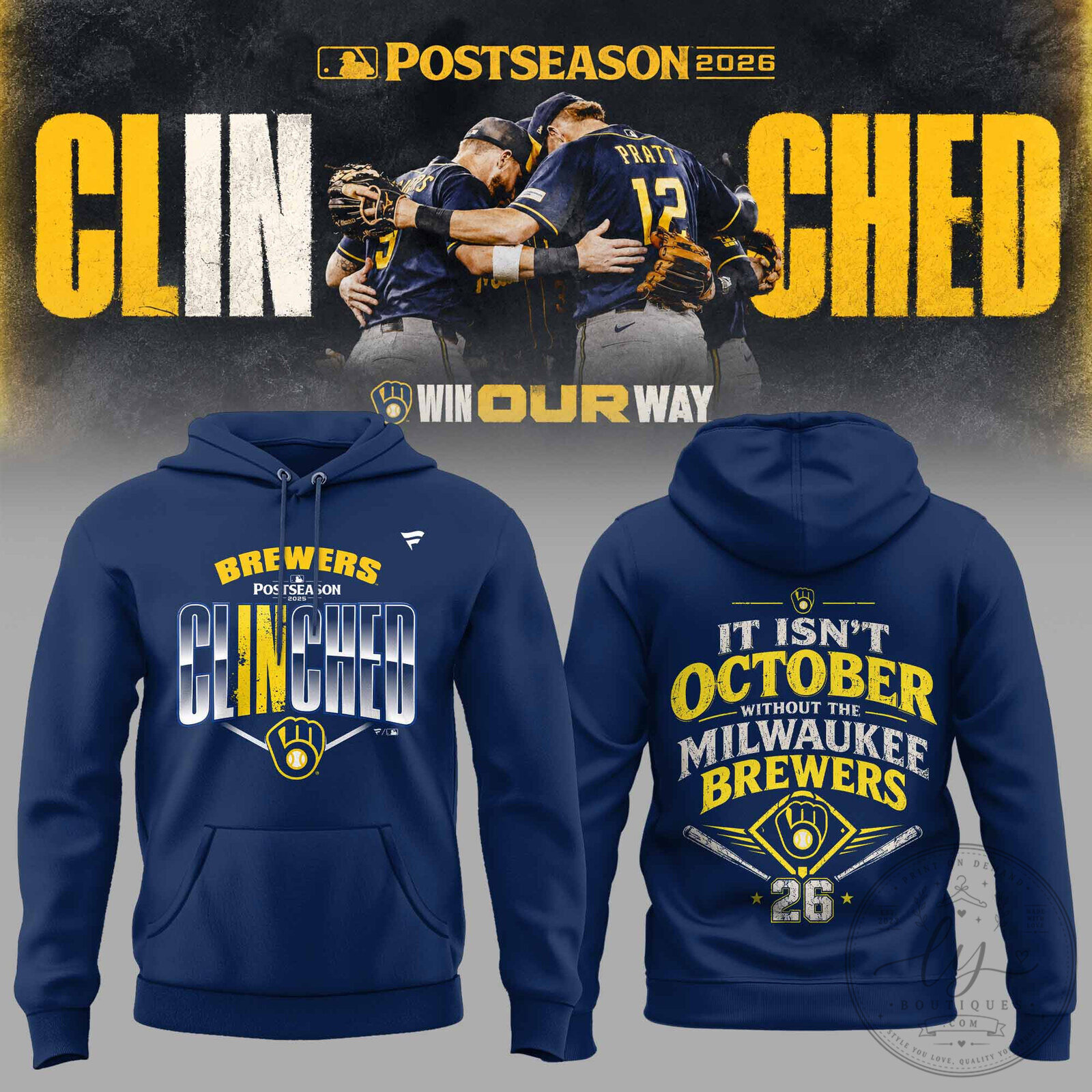 Milwaukee Brewers MLB Postseason 2026 Clinched It Isn't October Hoodie