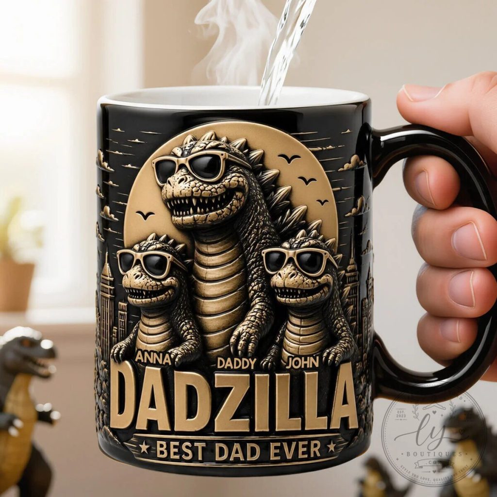 Dadzilla Best Dad Ever Magic Mug, Personalized Godzilla Father's Day Gift Dadzilla Best Dad Ever Magic Mug, Personalized Godzilla Father's Day Gift
