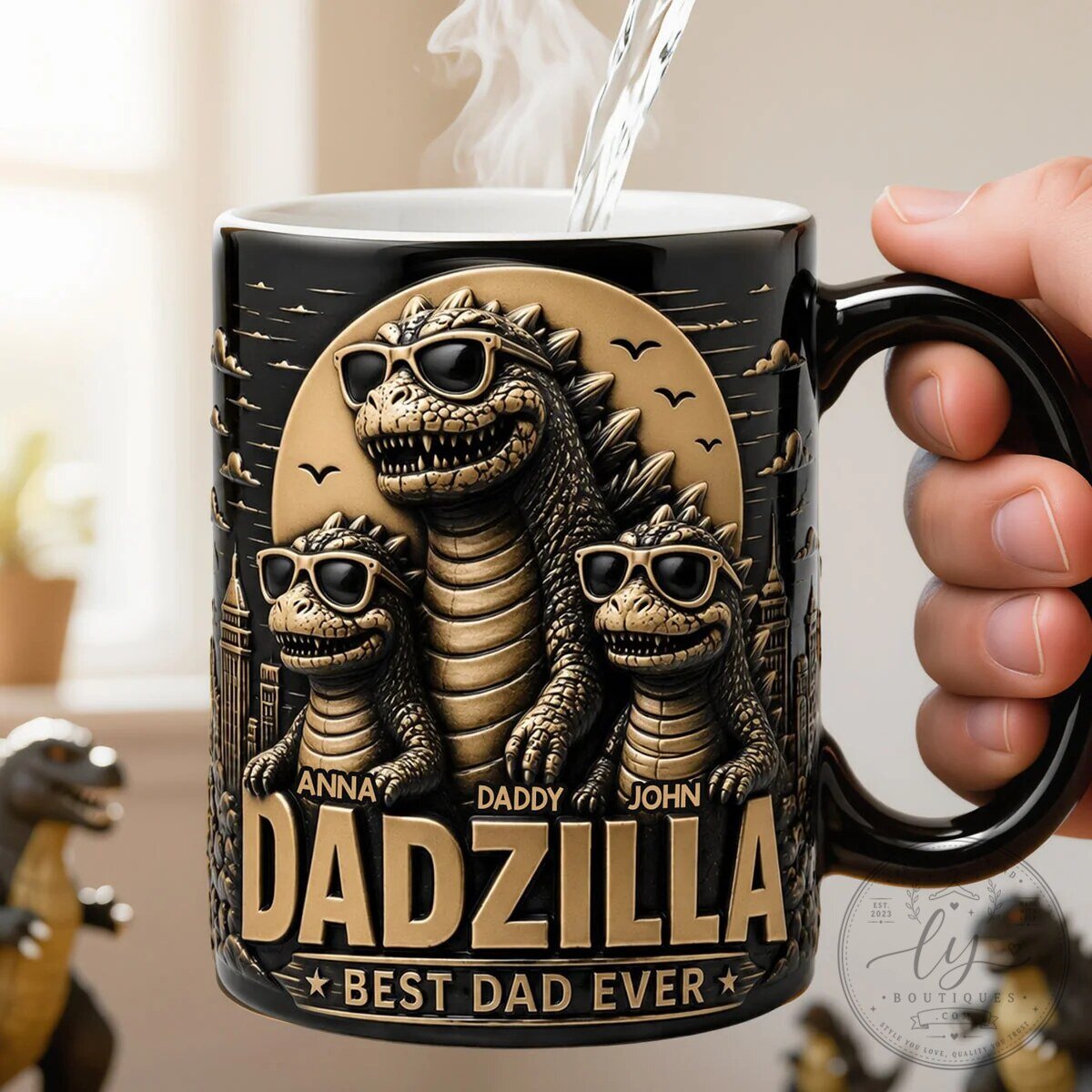 Dadzilla Best Dad Ever Magic Mug, Personalized Godzilla Father's Day Gift