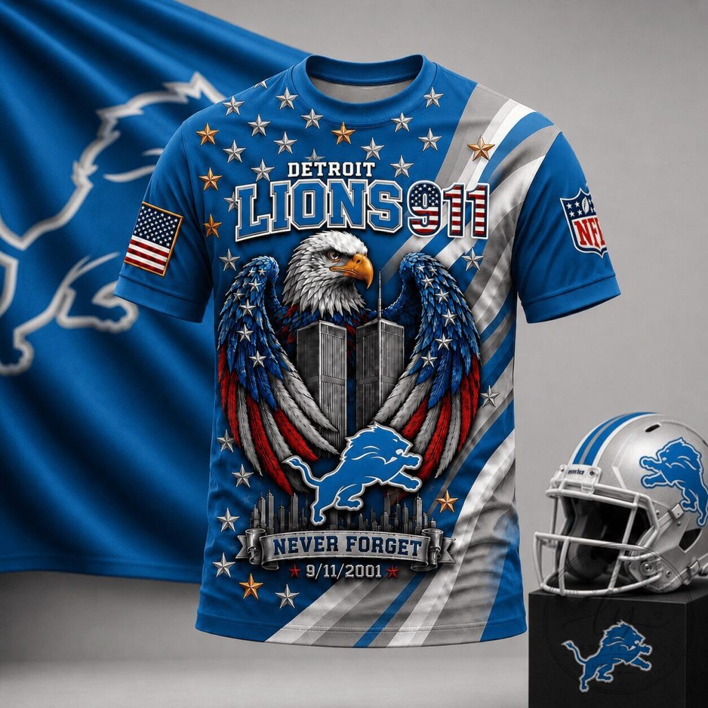 Detroit Lions Never Forget 9/11 Memorial Day T-Shirt 33 Detroit Lions Never Forget 9/11 Memorial Day T-Shirt