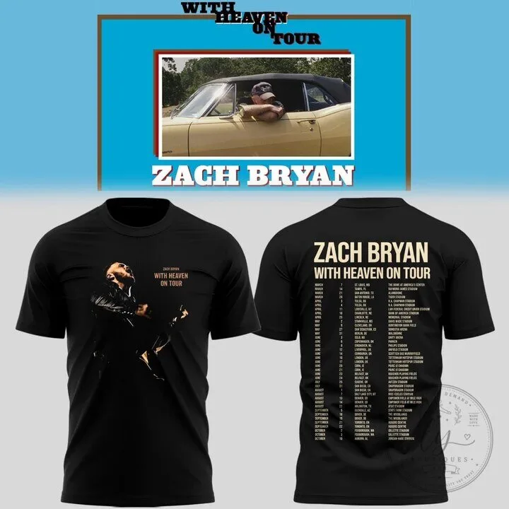 Heaven On Tour Concert T-Shirt Featuring Zach Bryan