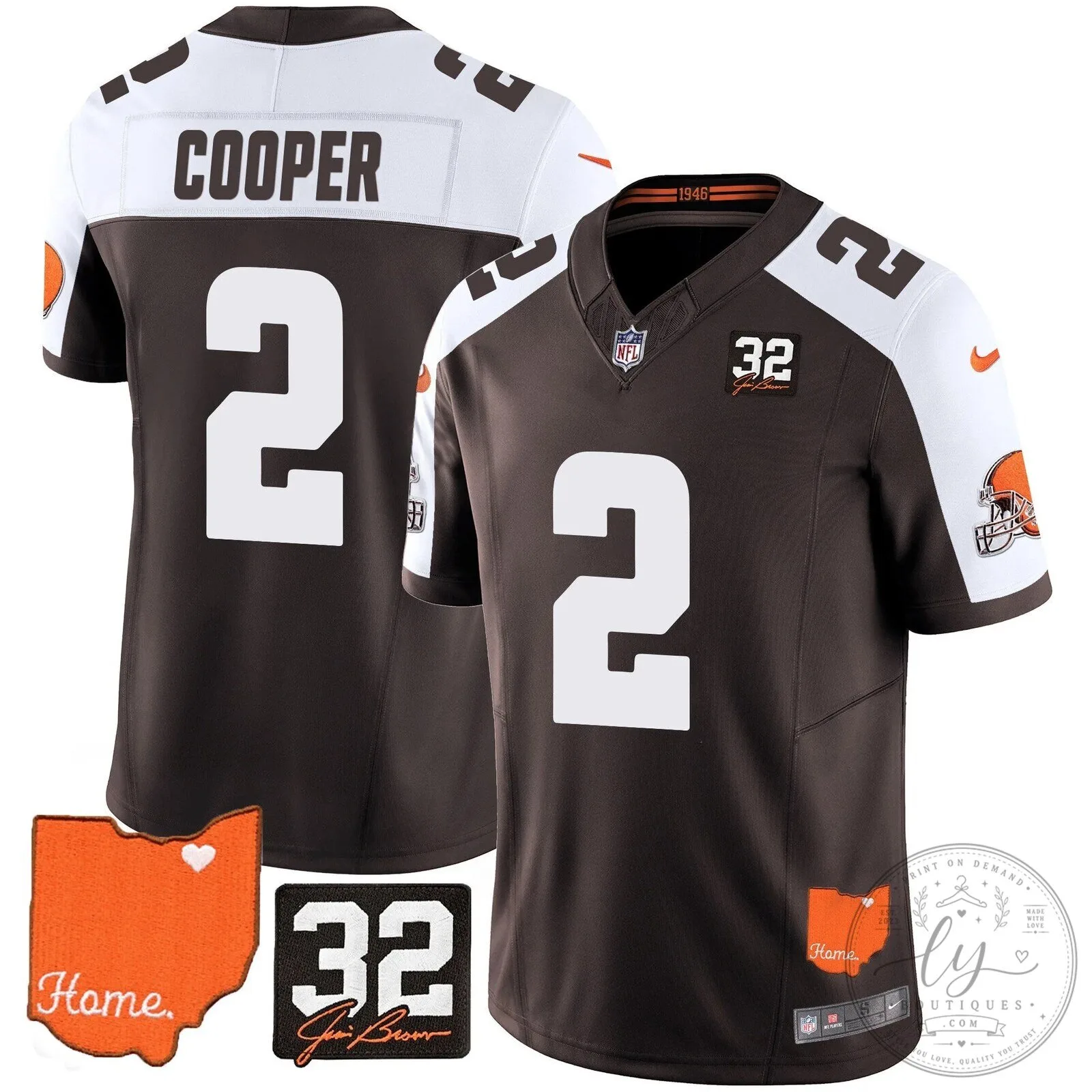 Jim Brown Memorial Home Patch Football Jersey for Cleveland Browns 61 Jim Brown Memorial Home Patch Football Jersey for Cleveland Browns