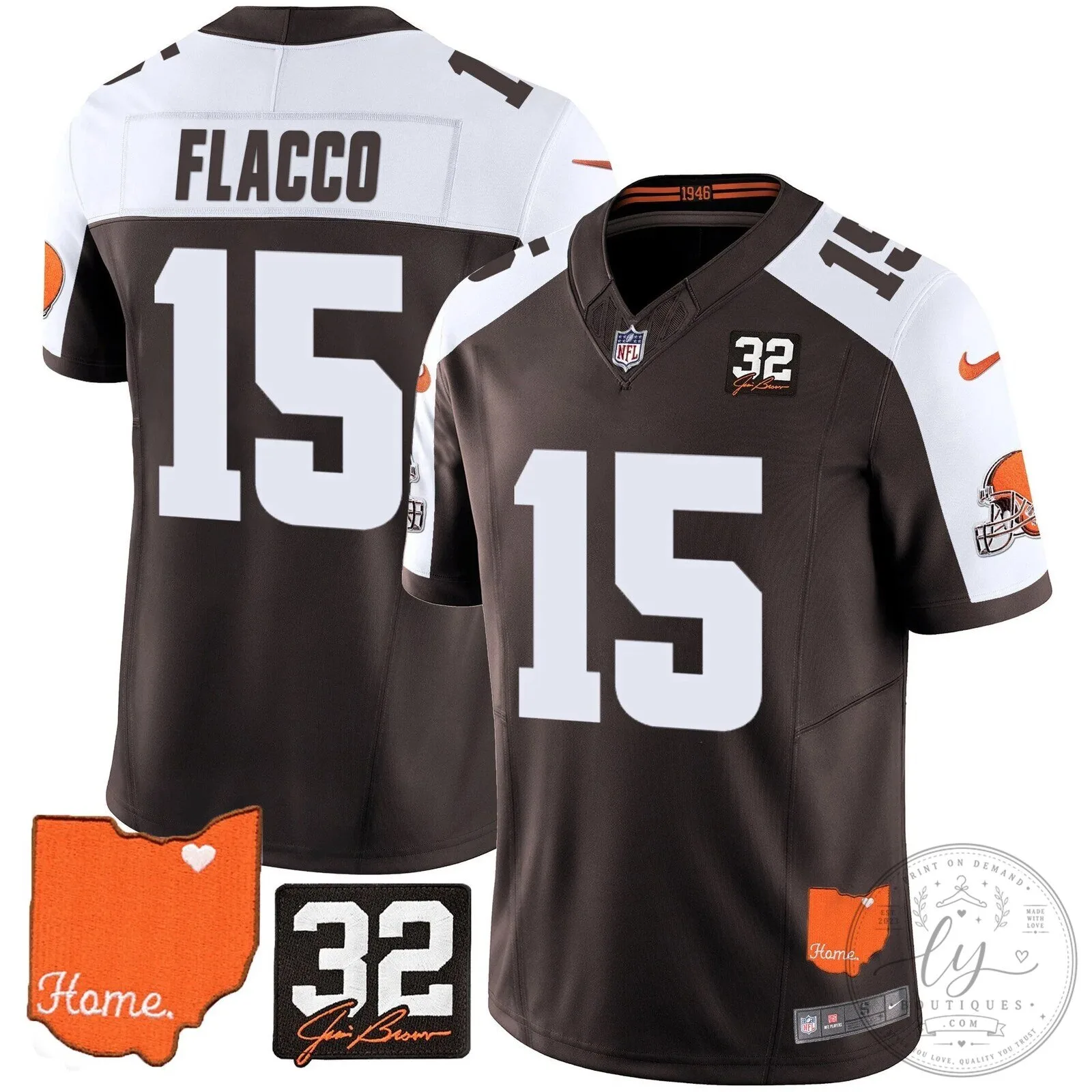 Jim Brown Memorial Home Patch Football Jersey for Cleveland Browns 62 Jim Brown Memorial Home Patch Football Jersey for Cleveland Browns