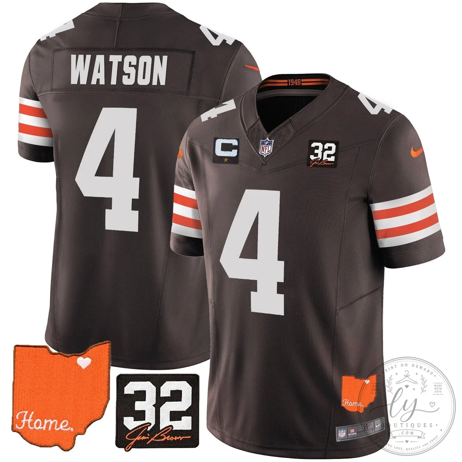 Jim Brown Memorial Home Patch Football Jersey for Cleveland Browns 63 Jim Brown Memorial Home Patch Football Jersey for Cleveland Browns