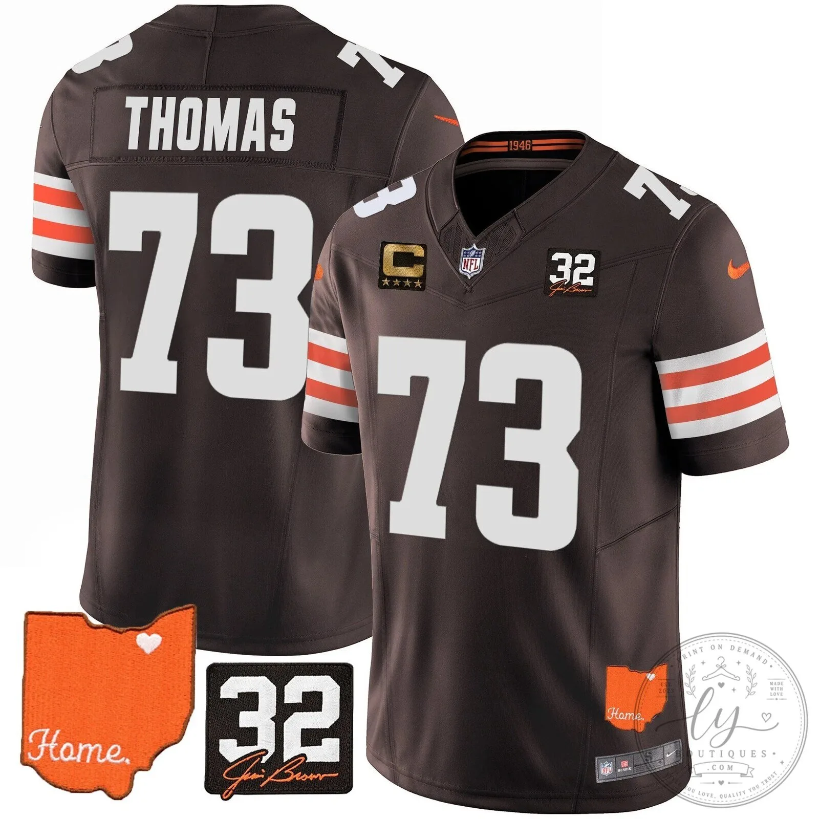 Jim Brown Memorial Home Patch Football Jersey for Cleveland Browns 65 Jim Brown Memorial Home Patch Football Jersey for Cleveland Browns