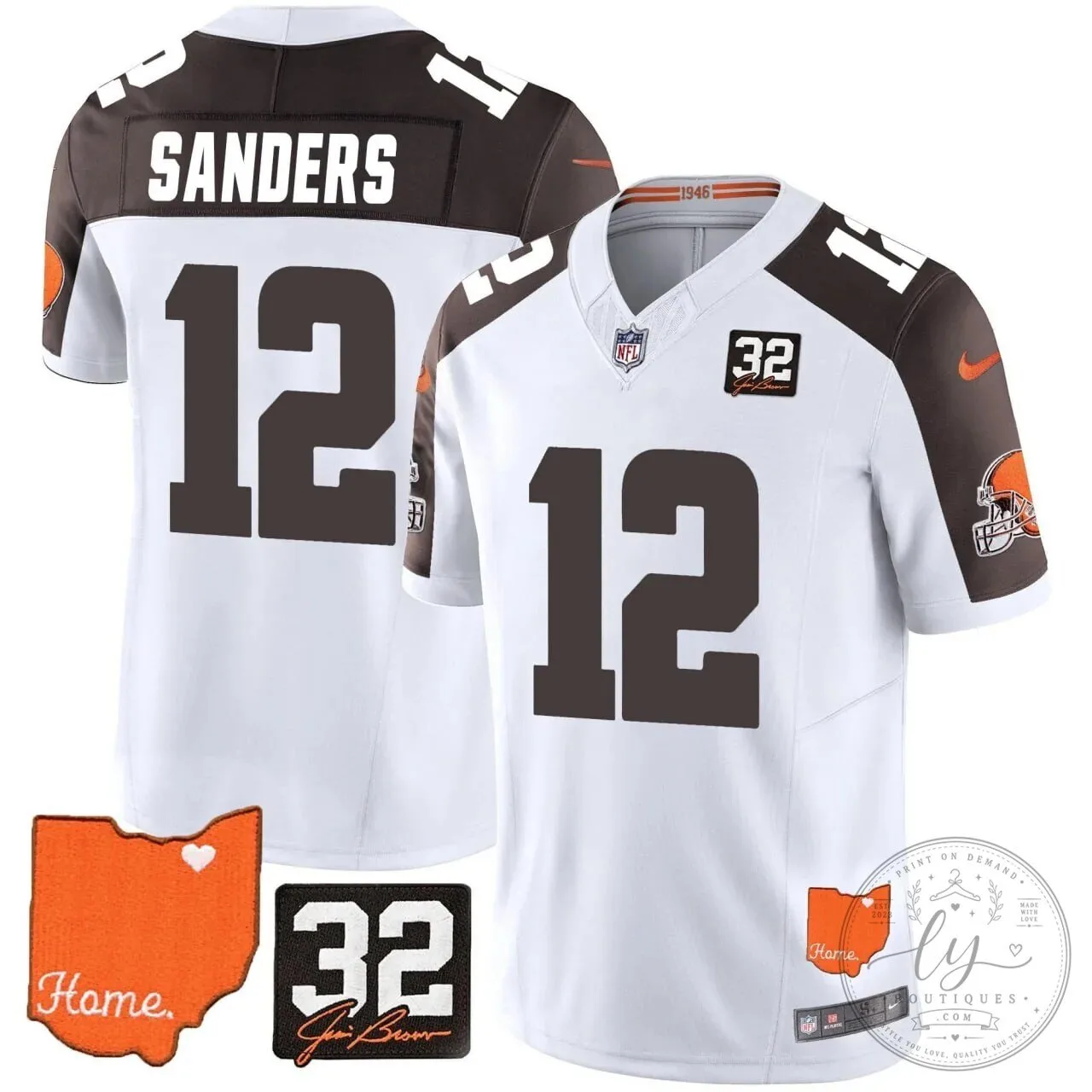 Jim Brown Memorial Home Patch Football Jersey for Cleveland Browns 71 Jim Brown Memorial Home Patch Football Jersey for Cleveland Browns