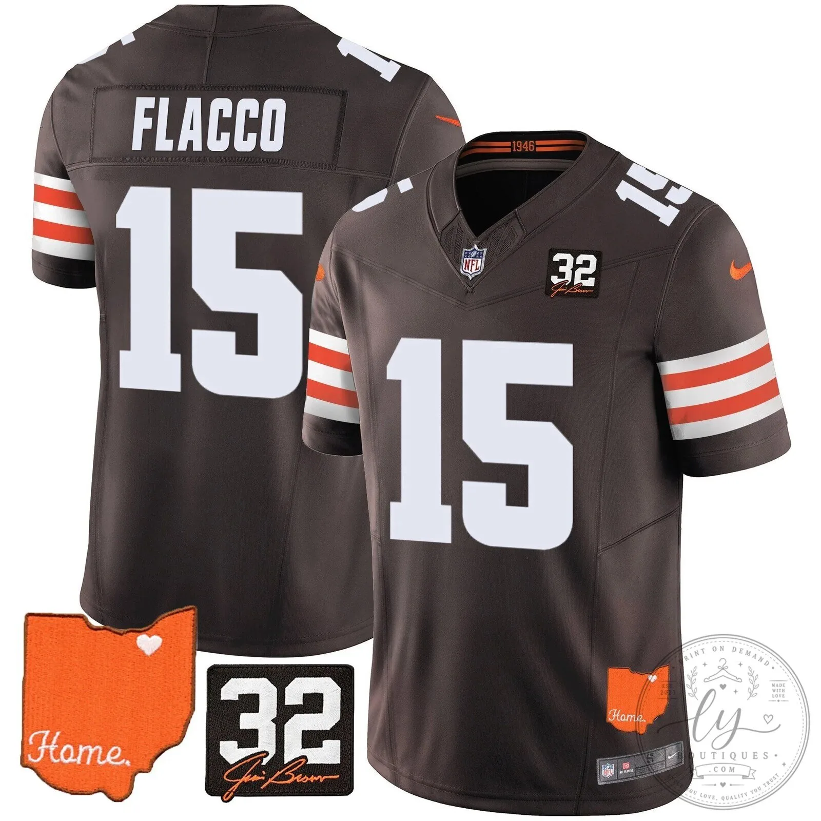 Jim Brown Memorial Home Patch Football Jersey for Cleveland Browns 72 Jim Brown Memorial Home Patch Football Jersey for Cleveland Browns