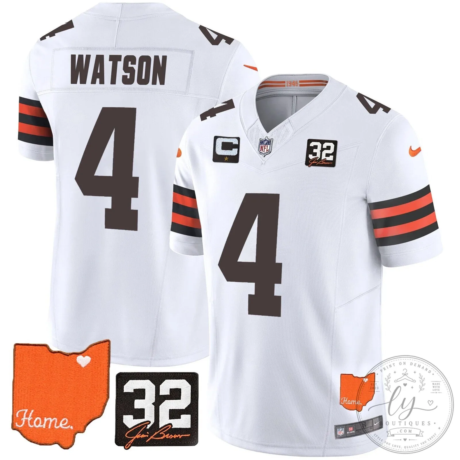 Jim Brown Memorial Home Patch Football Jersey for Cleveland Browns 73 Jim Brown Memorial Home Patch Football Jersey for Cleveland Browns