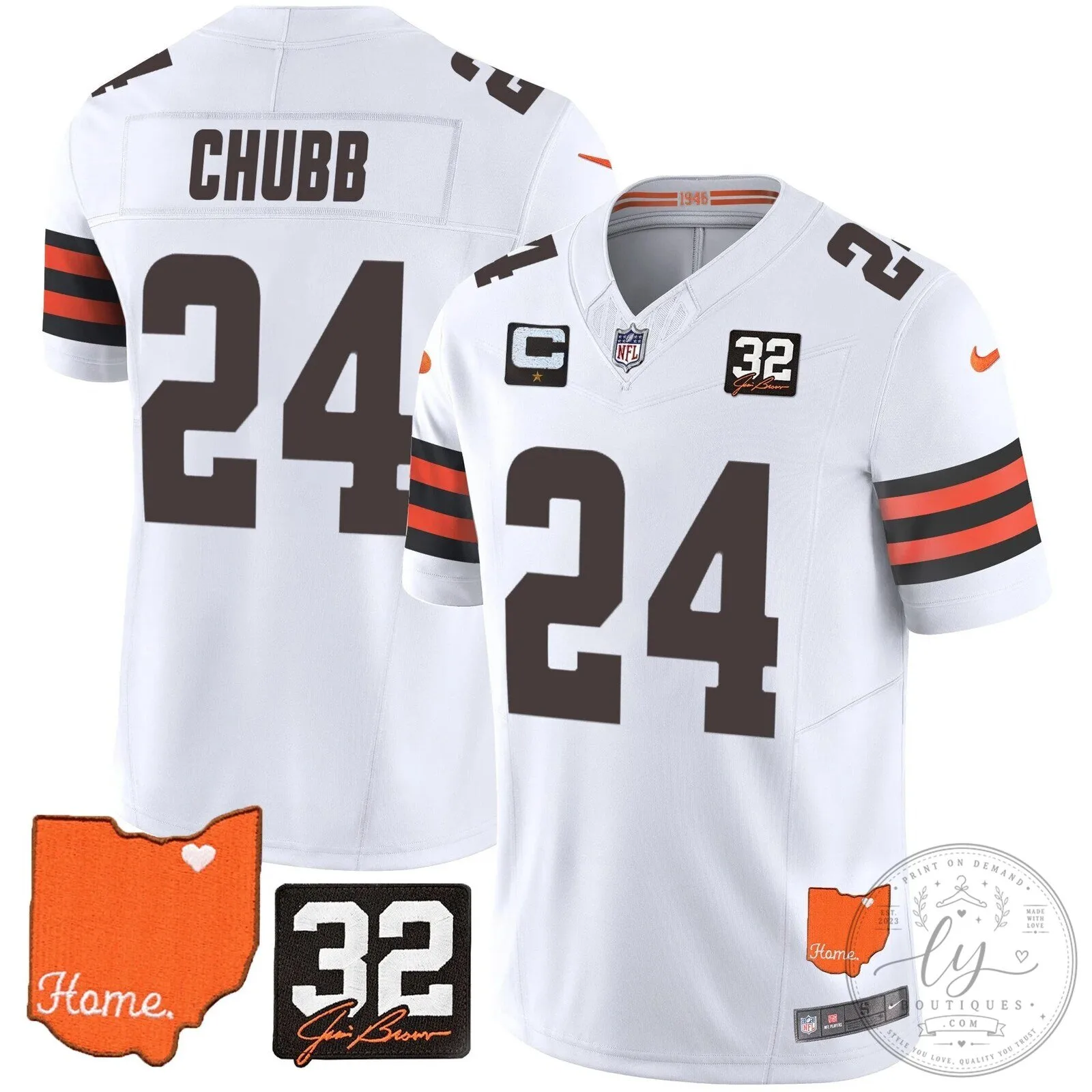 Jim Brown Memorial Home Patch Football Jersey for Cleveland Browns 74 Jim Brown Memorial Home Patch Football Jersey for Cleveland Browns
