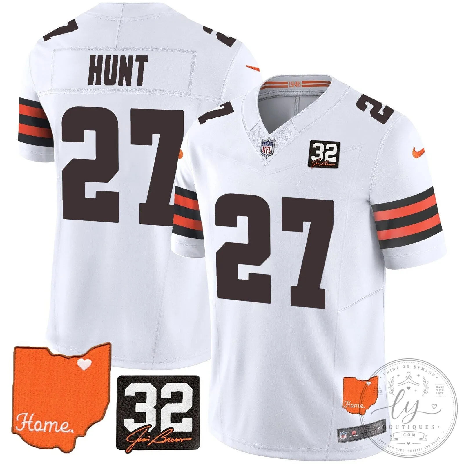 Jim Brown Memorial Home Patch Football Jersey for Cleveland Browns 79 Jim Brown Memorial Home Patch Football Jersey for Cleveland Browns