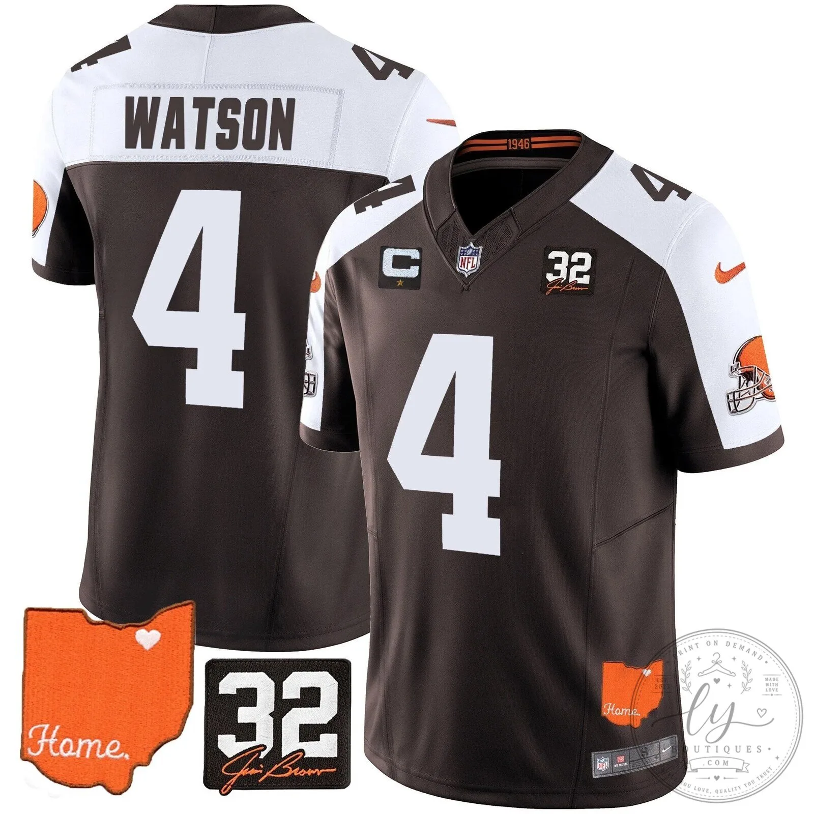 Jim Brown Memorial Home Patch Football Jersey for Cleveland Browns 82 Jim Brown Memorial Home Patch Football Jersey for Cleveland Browns