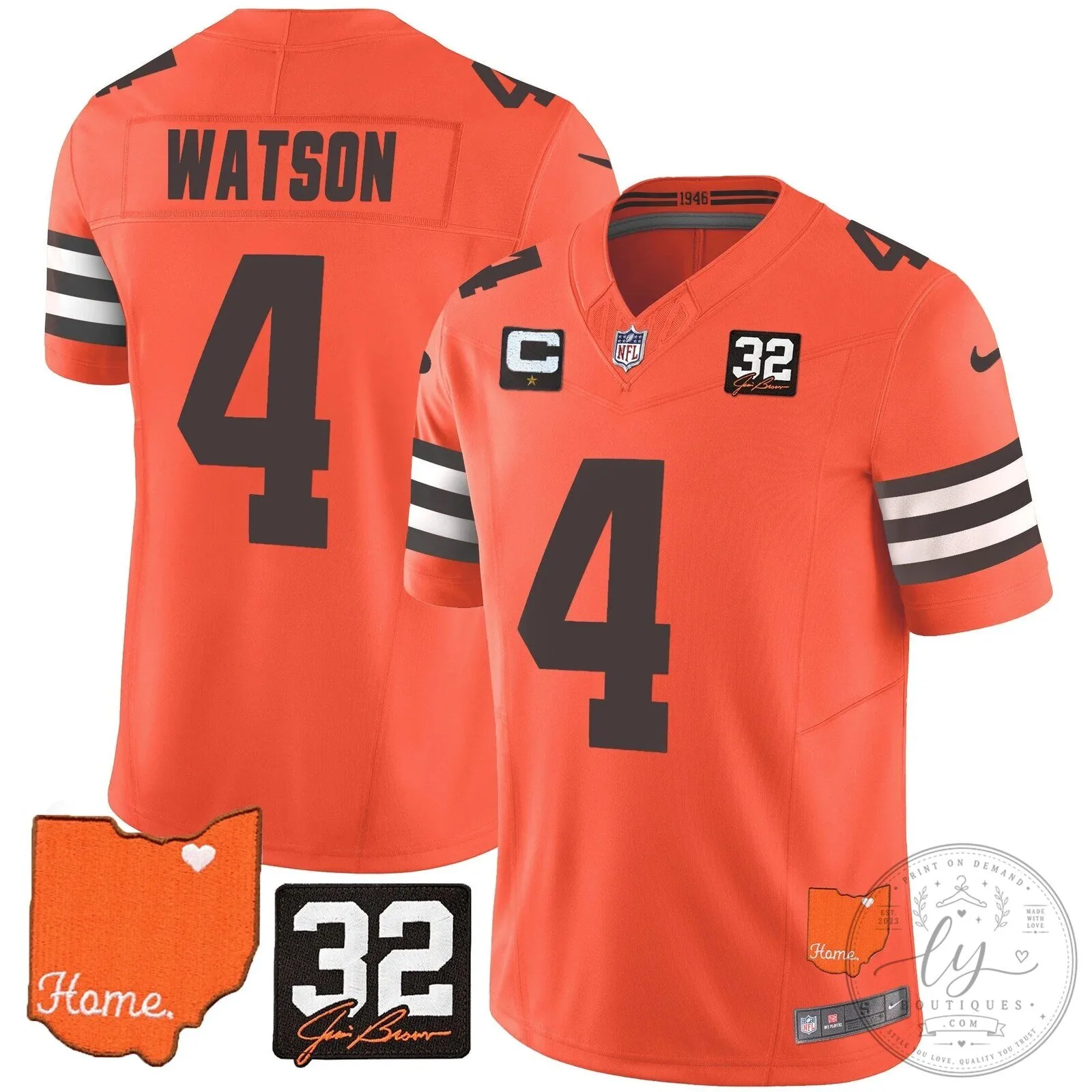 Jim Brown Memorial Home Patch Football Jersey for Cleveland Browns 83 Jim Brown Memorial Home Patch Football Jersey for Cleveland Browns