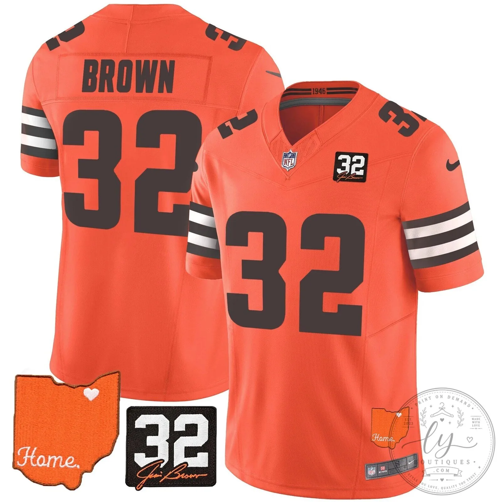 Jim Brown Memorial Home Patch Football Jersey for Cleveland Browns 86 Jim Brown Memorial Home Patch Football Jersey for Cleveland Browns