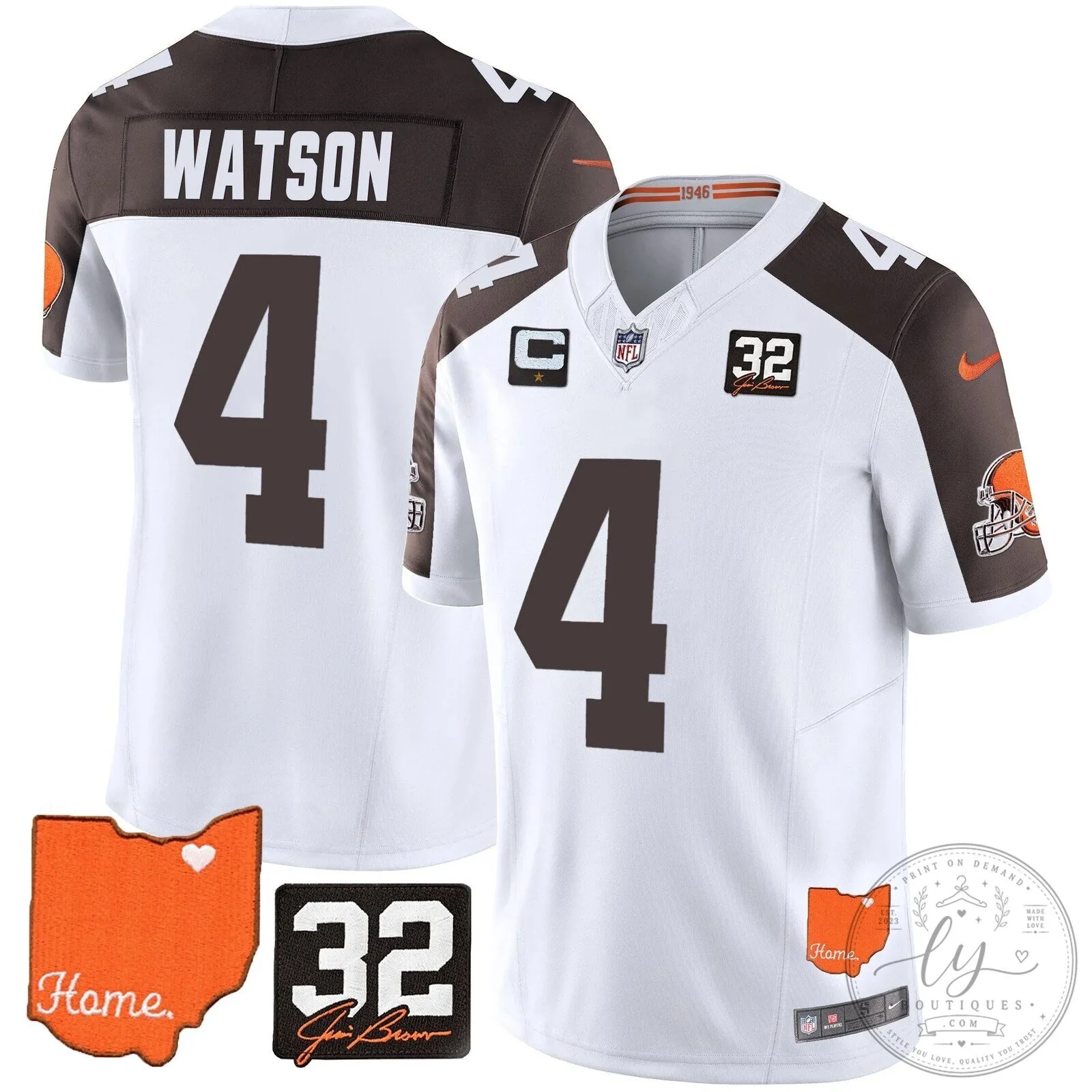Jim Brown Memorial Home Patch Football Jersey for Cleveland Browns 92 Jim Brown Memorial Home Patch Football Jersey for Cleveland Browns