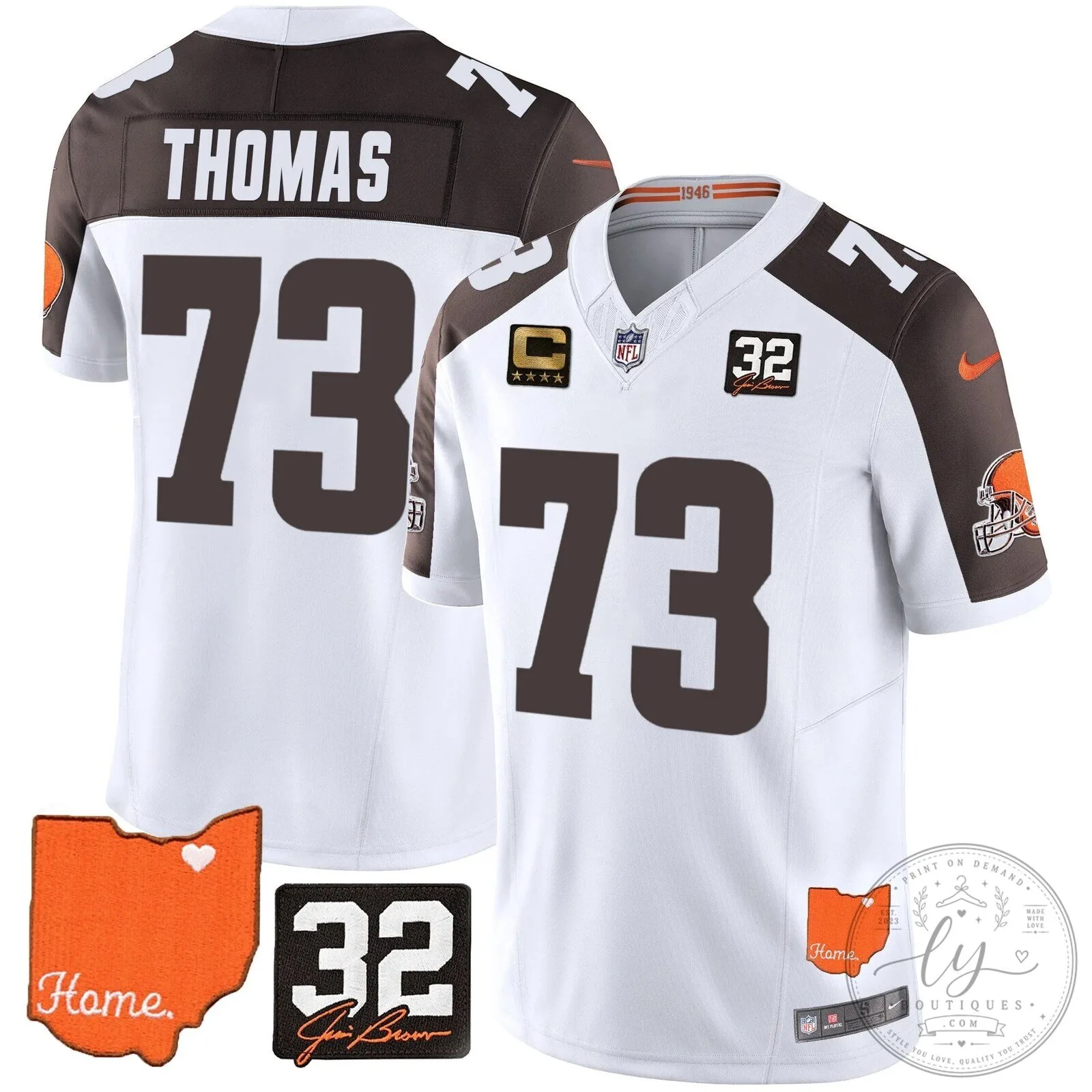 Jim Brown Memorial Home Patch Football Jersey for Cleveland Browns 95 Jim Brown Memorial Home Patch Football Jersey for Cleveland Browns
