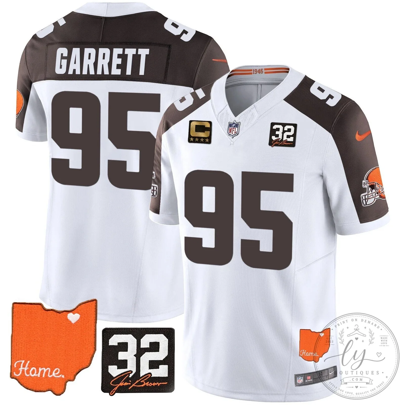 Jim Brown Memorial Home Patch Football Jersey for Cleveland Browns 97 Jim Brown Memorial Home Patch Football Jersey for Cleveland Browns