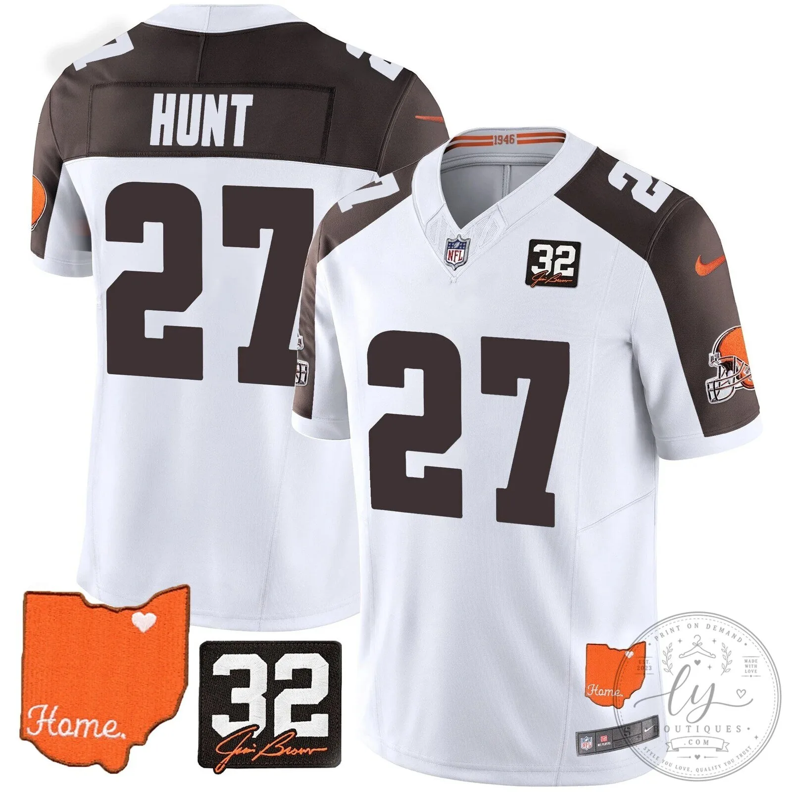 Jim Brown Memorial Home Patch Football Jersey for Cleveland Browns 99 Jim Brown Memorial Home Patch Football Jersey for Cleveland Browns
