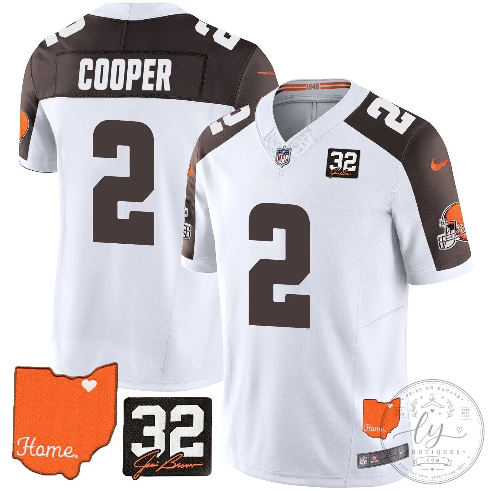 Jim Brown Memorial Home Patch Football Jersey for Cleveland Browns 100 Jim Brown Memorial Home Patch Football Jersey for Cleveland Browns