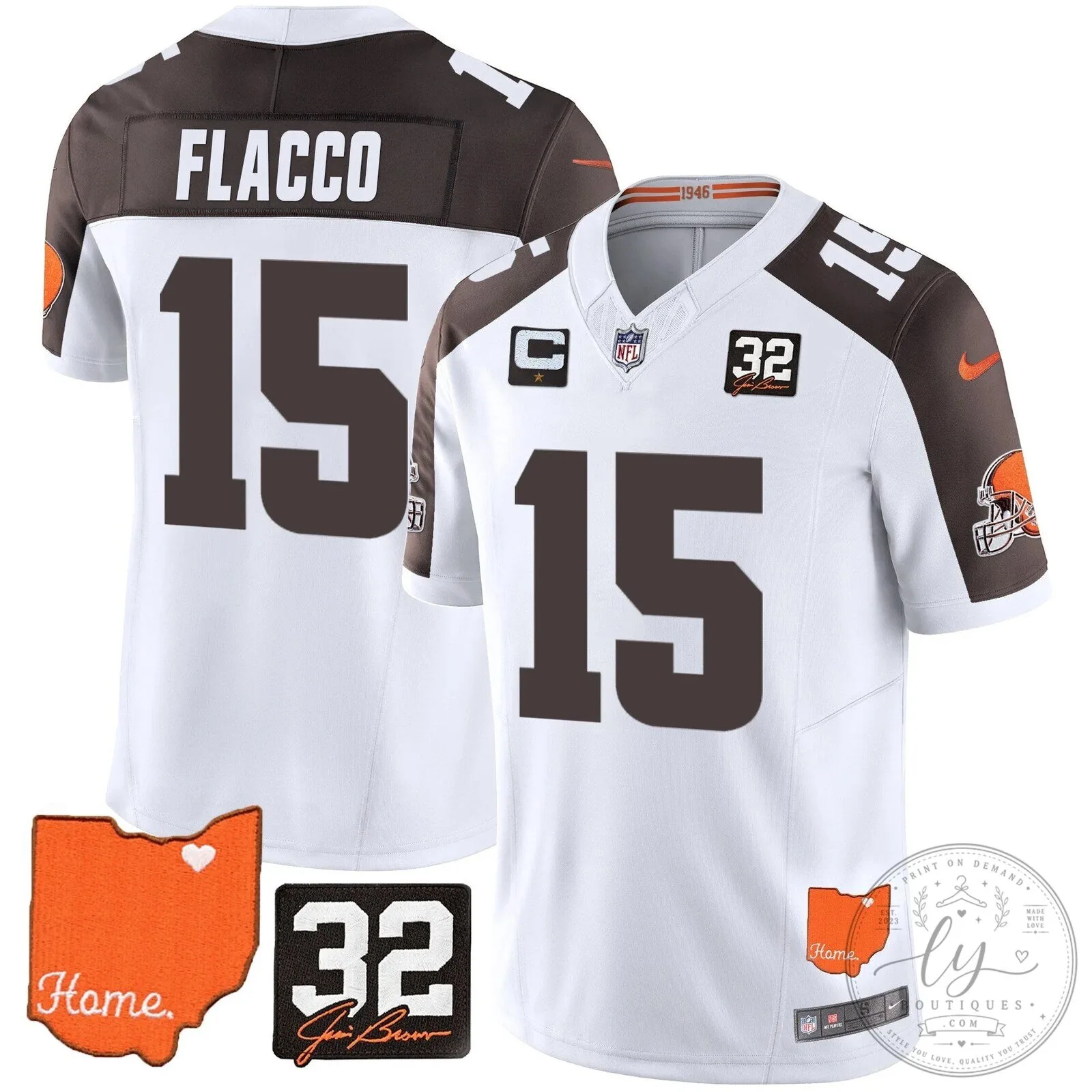 Jim Brown Memorial Home Patch Football Jersey for Cleveland Browns 101 Jim Brown Memorial Home Patch Football Jersey for Cleveland Browns