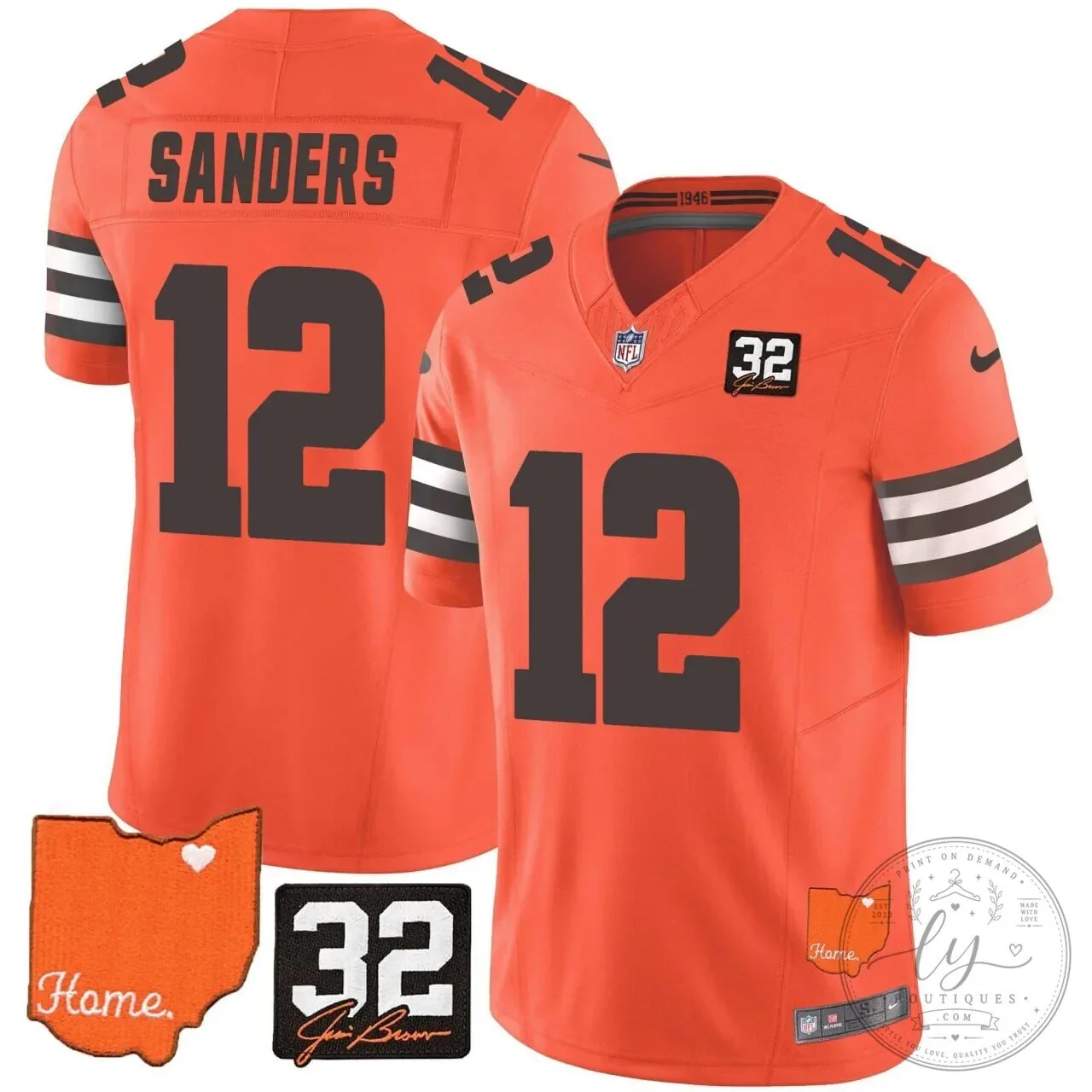 Jim Brown Memorial Home Patch Football Jersey for Cleveland Browns 103 Jim Brown Memorial Home Patch Football Jersey for Cleveland Browns