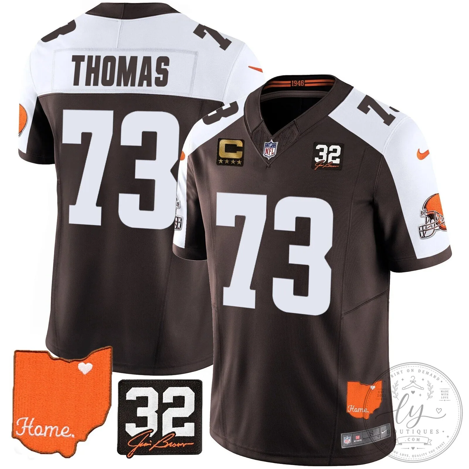 Jim Brown Memorial Home Patch Football Jersey for Cleveland Browns 104 Jim Brown Memorial Home Patch Football Jersey for Cleveland Browns
