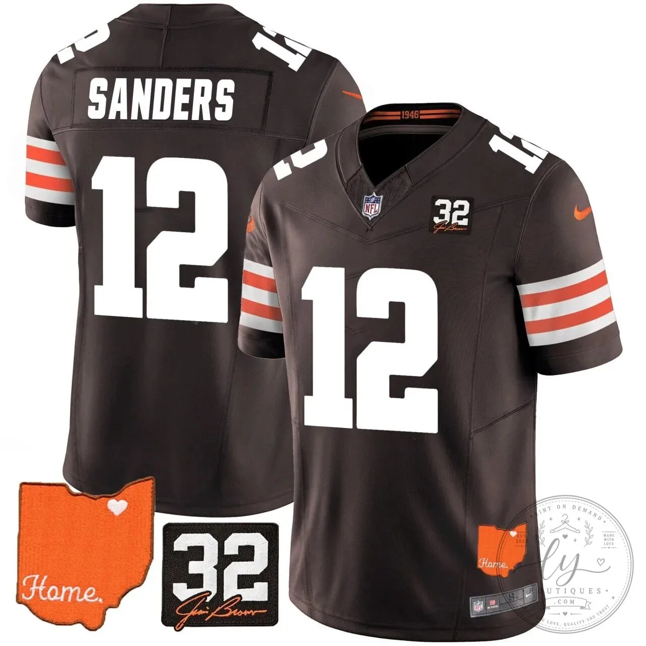 Jim Brown Memorial Home Patch Football Jersey for Cleveland Browns 105 Jim Brown Memorial Home Patch Football Jersey for Cleveland Browns