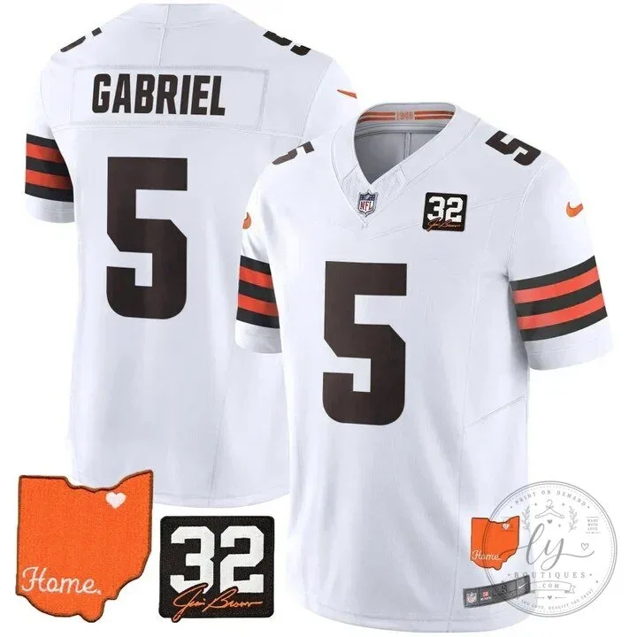 Jim Brown Memorial Home Patch Football Jersey for Cleveland Browns 106 Jim Brown Memorial Home Patch Football Jersey for Cleveland Browns