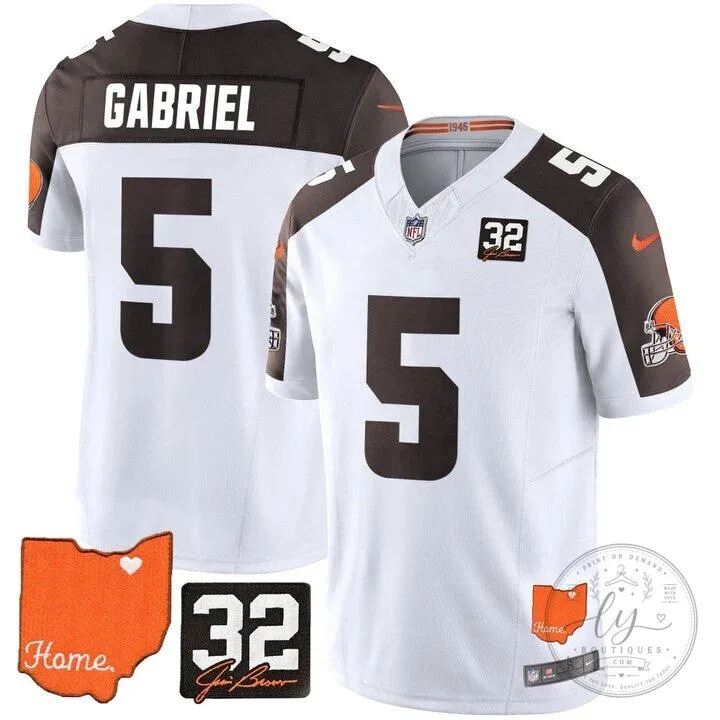 Jim Brown Memorial Home Patch Football Jersey for Cleveland Browns 108 Jim Brown Memorial Home Patch Football Jersey for Cleveland Browns