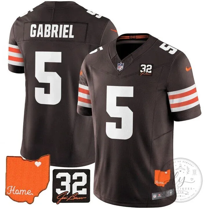 Jim Brown Memorial Home Patch Football Jersey for Cleveland Browns 110 Jim Brown Memorial Home Patch Football Jersey for Cleveland Browns