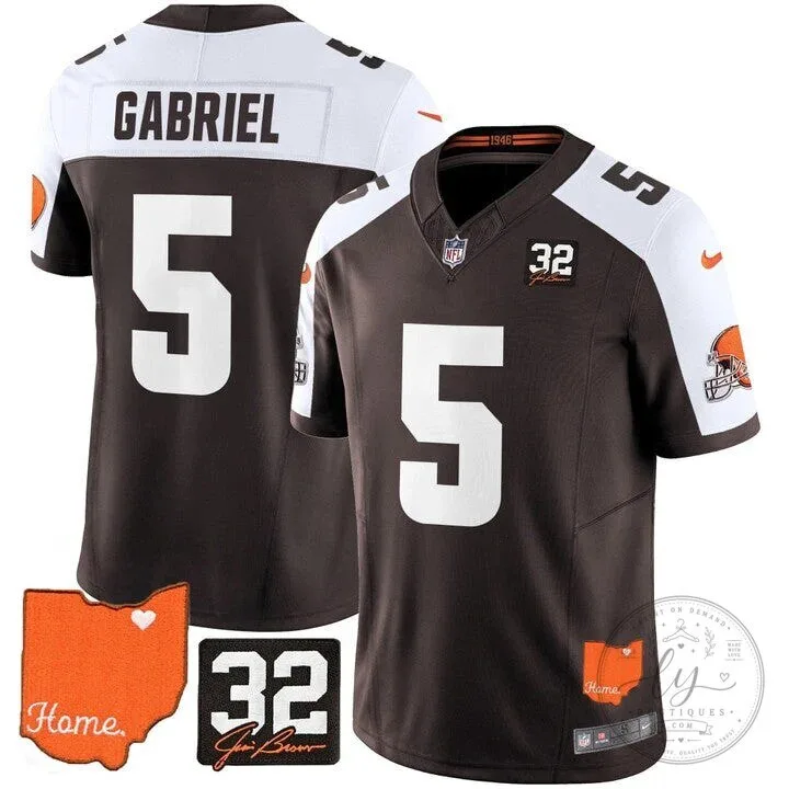 Jim Brown Memorial Home Patch Football Jersey for Cleveland Browns 111 Jim Brown Memorial Home Patch Football Jersey for Cleveland Browns