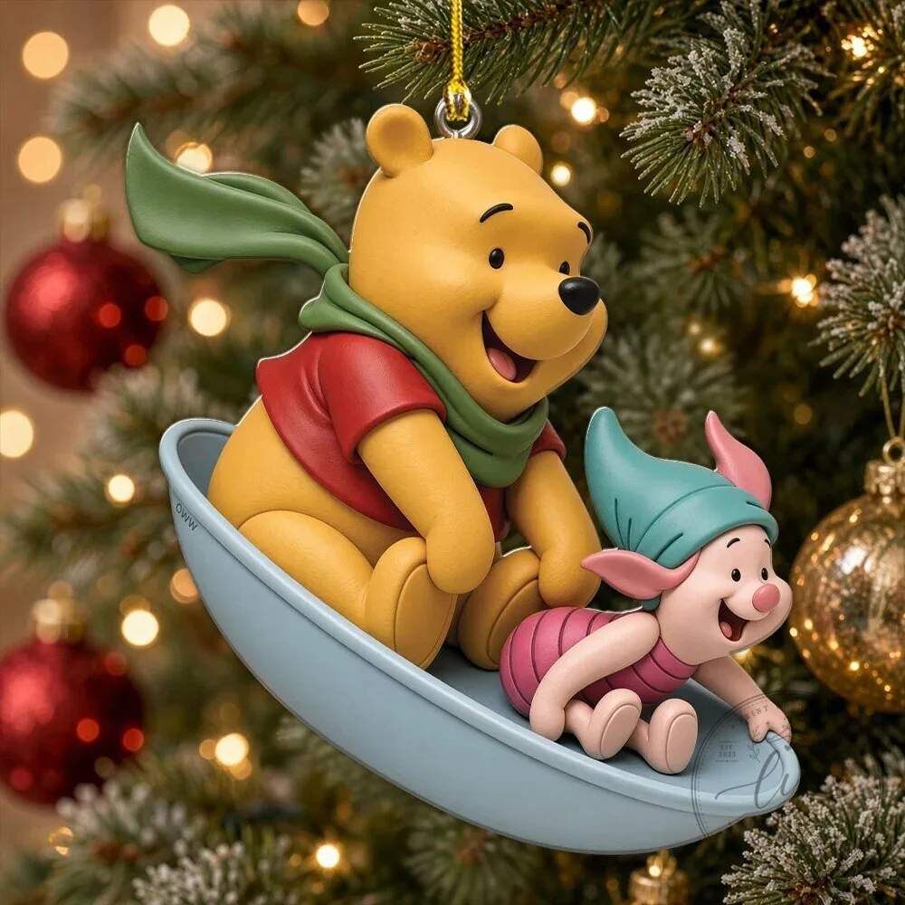 Winnie the Pooh and Piglet Sledding Christmas Tree Ornament