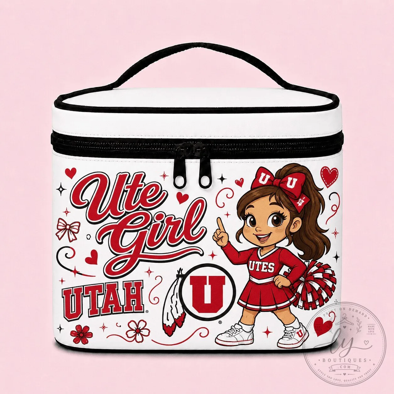Utah Utes Ute Girl Cheerleader Cosmetic Bag