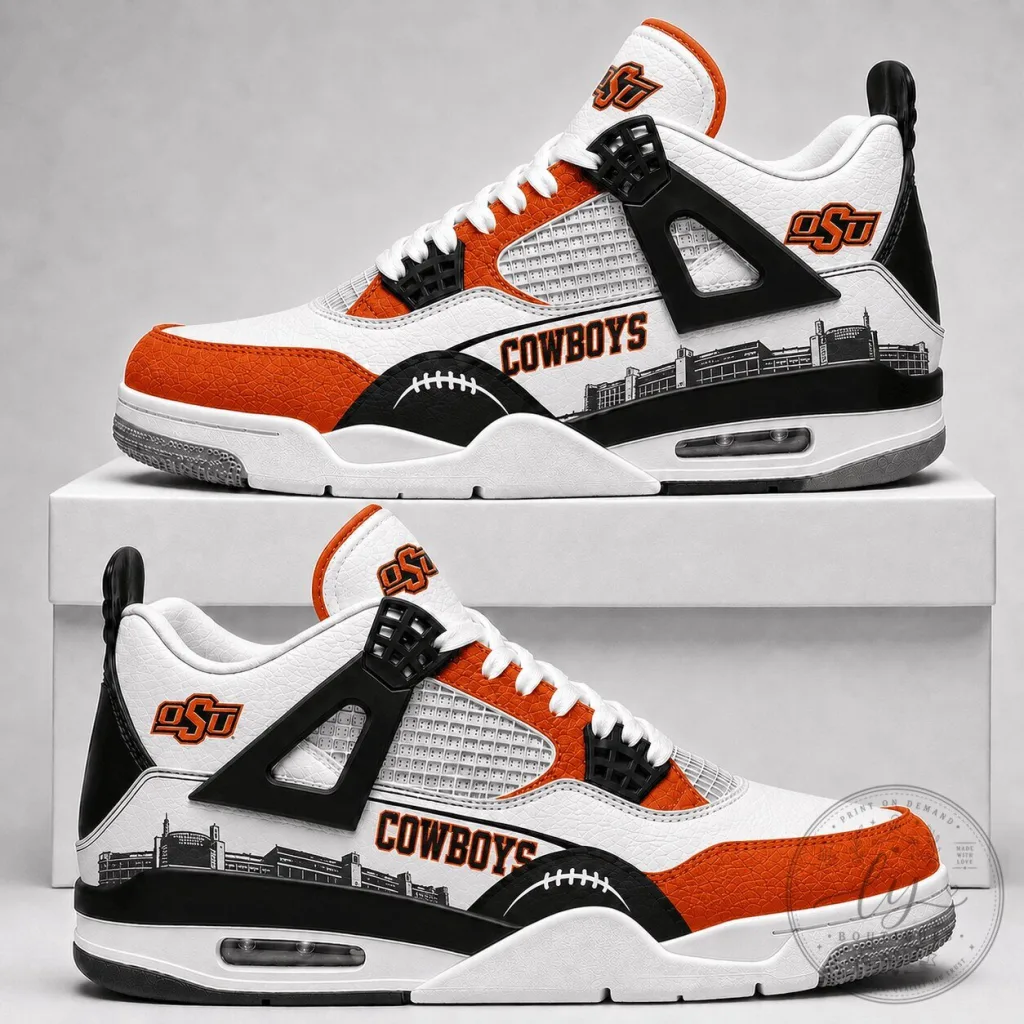 Oklahoma State Cowboys Football Team White Orange Black Air Jordan Shoes Oklahoma State Cowboys Football Team White Orange Black Air Jordan Shoes
