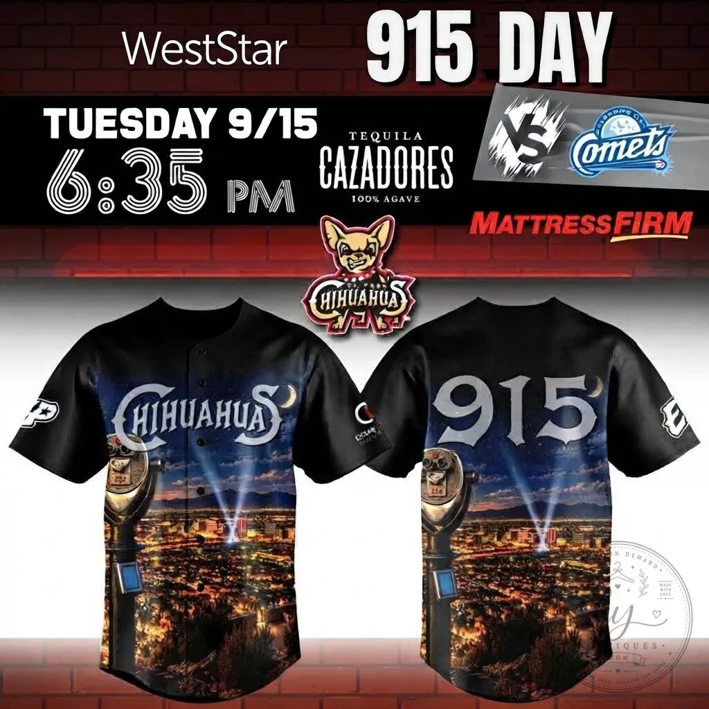 El Paso Chihuahuas 915 Day Game Night Baseball Jersey