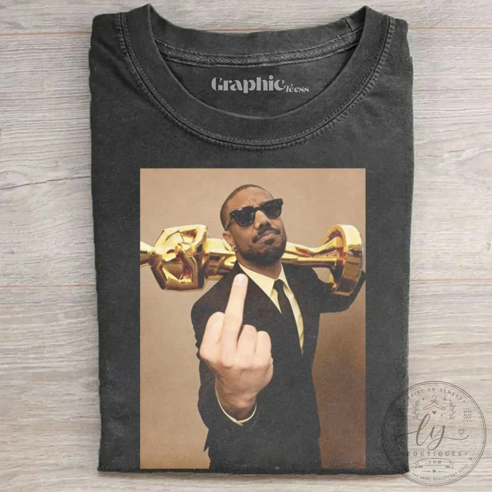 Michael B. Jordan Sinners Oscar Award Middle Finger T-Shirt