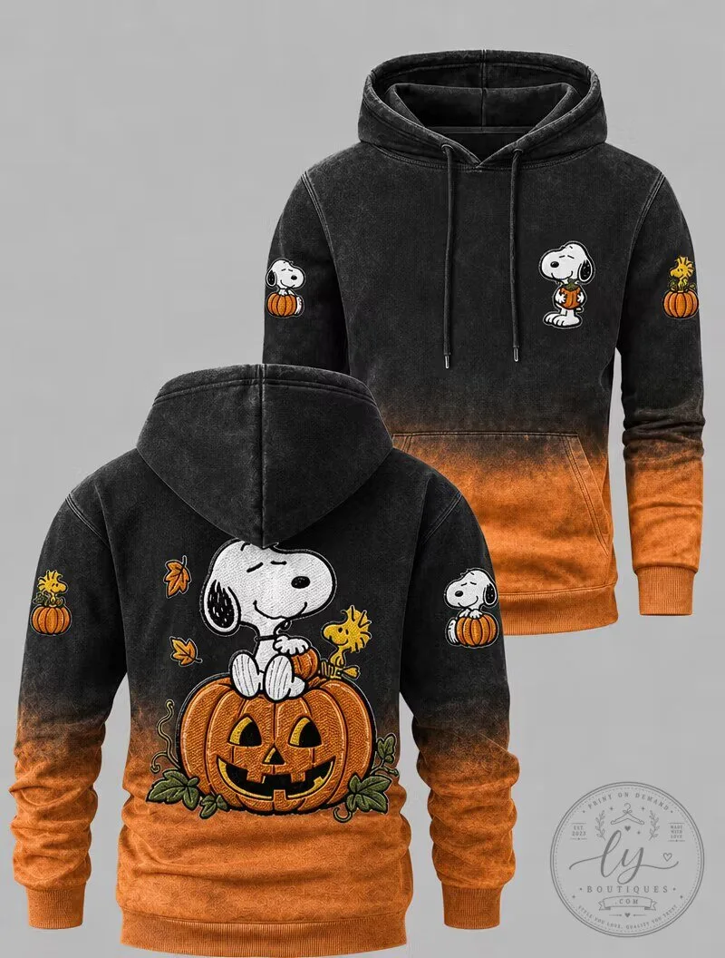 Snoopy Halloween Pumpkin Ombre Black and Orange Hoodie