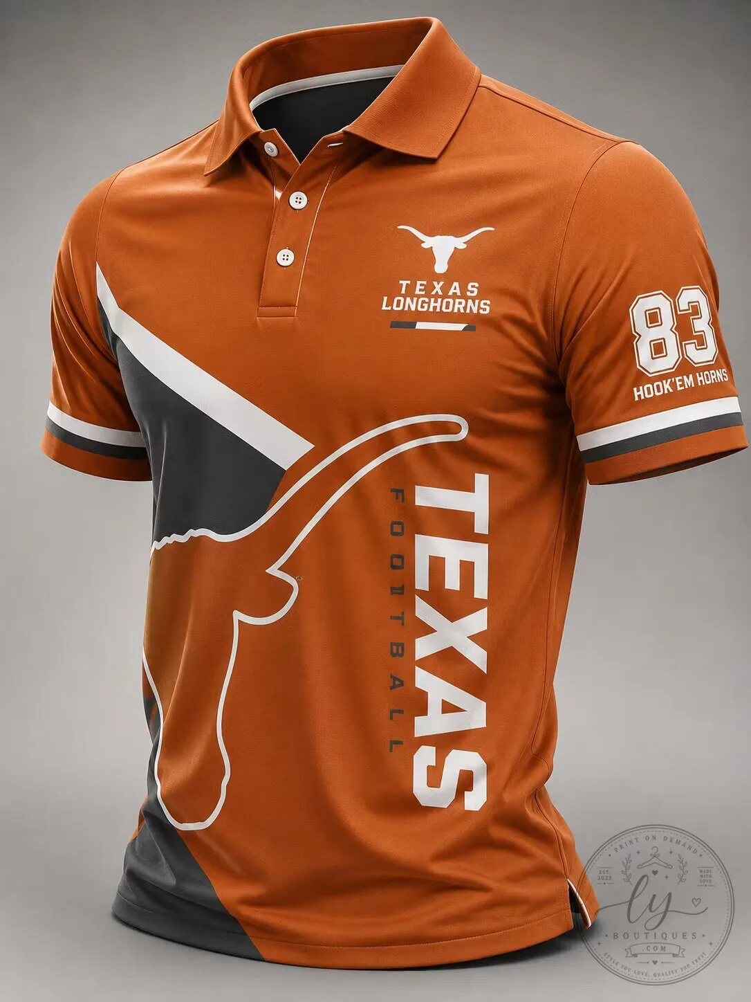 Texas Longhorns Hook 'Em Horns Football Team Orange Polo Shirt