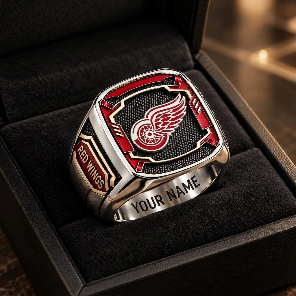Detroit Red Wings National Hockey League Championship Ring, Personalized Fan Jewelry