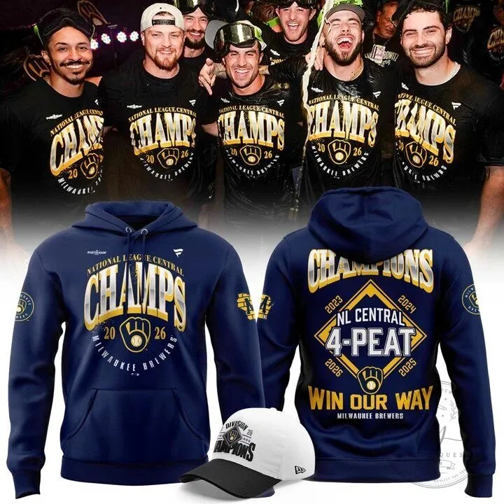 Milwaukee Brewers 2026 National League Central Champions Four-Peat Hoodie