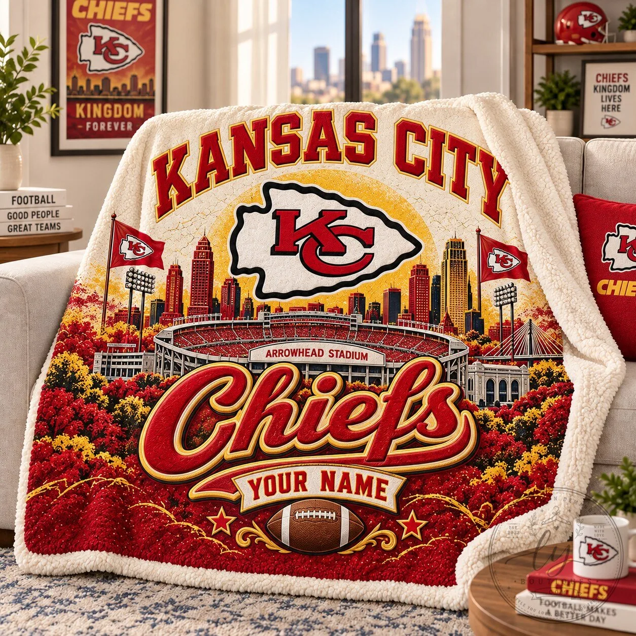 Kansas City Chiefs Arrowhead Stadium Football Team Custom Name Blanket 1 Kansas City Chiefs Arrowhead Stadium Football Team Custom Name Blanket