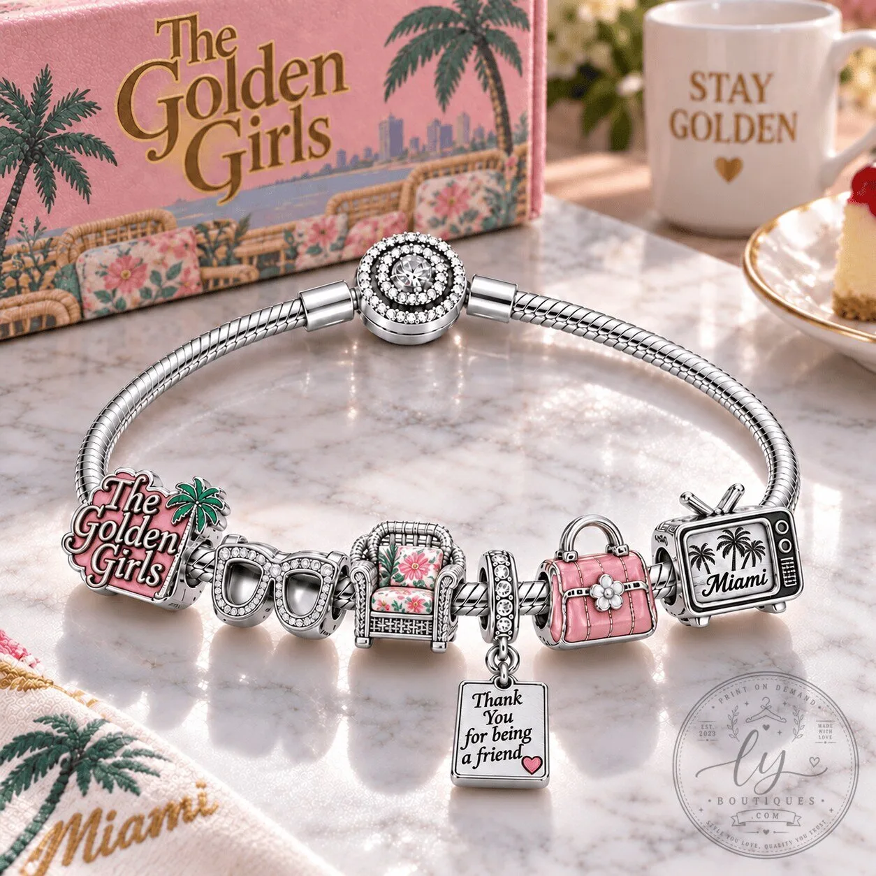 The Golden Girls Thank You For Being A Friend Charm Bracelet 2 The Golden Girls Thank You For Being A Friend Charm Bracelet