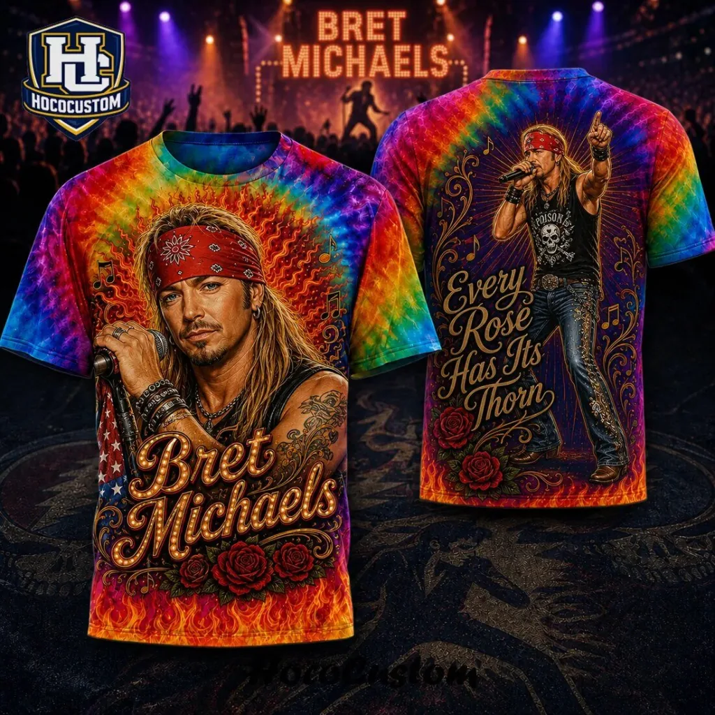 Bret Michaels Every Rose Has Its Thorn Tie Dye Graphic T-Shirt