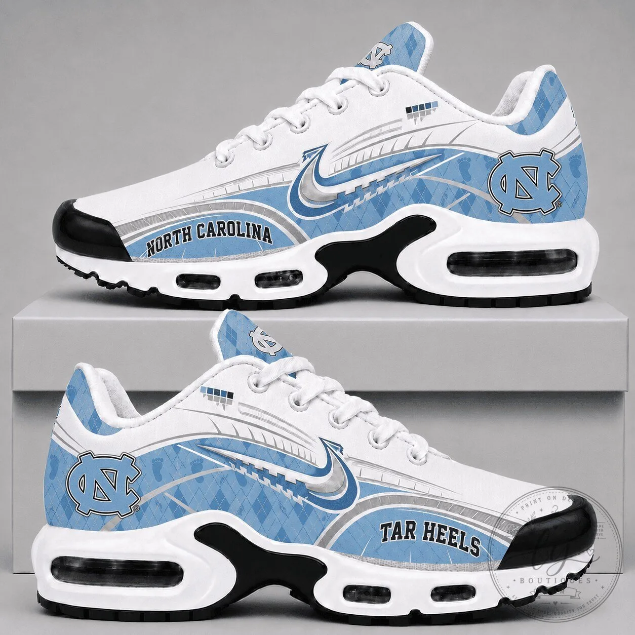North Carolina Tar Heels Diamond Pattern White Air Max Shoes